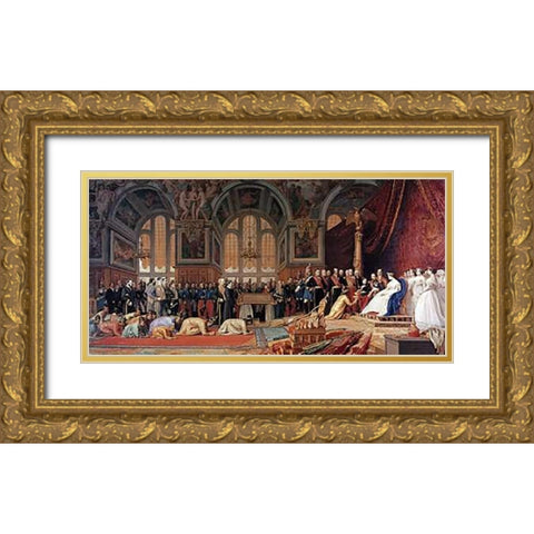 Reception of The Siamese Ambassadors Gold Ornate Wood Framed Art Print with Double Matting by Gerome, Jean Leon