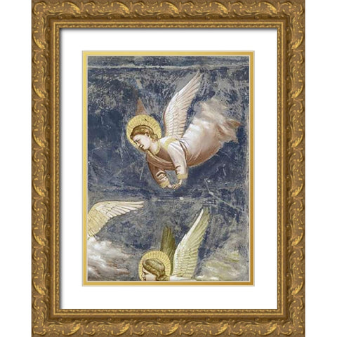 Crucifixion - Detail Gold Ornate Wood Framed Art Print with Double Matting by Giotto