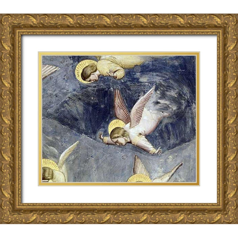 Lamentation (Detail) Gold Ornate Wood Framed Art Print with Double Matting by Giotto