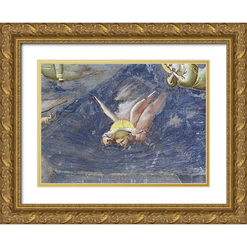 Lamentation (Detail) Gold Ornate Wood Framed Art Print with Double Matting by Giotto