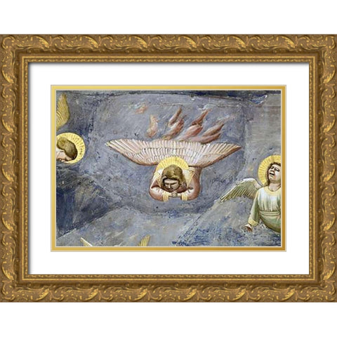 Lamentation (Detail) Gold Ornate Wood Framed Art Print with Double Matting by Giotto