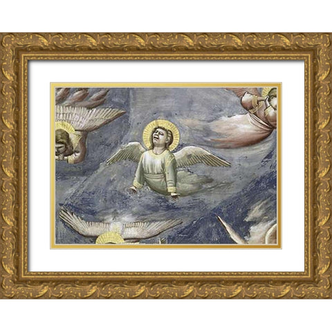 Lamentation (Detail) Gold Ornate Wood Framed Art Print with Double Matting by Giotto
