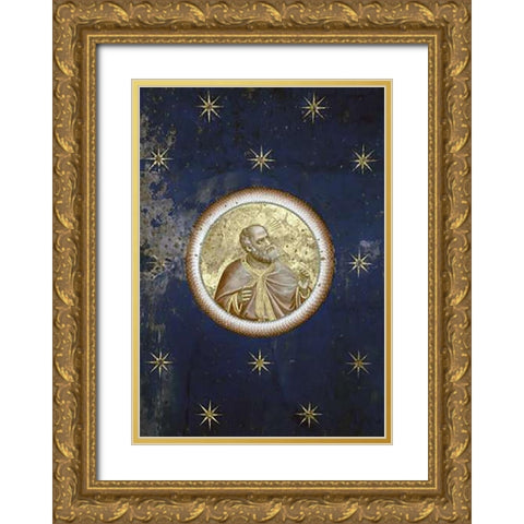 Prophet - Detail of Ceiling Gold Ornate Wood Framed Art Print with Double Matting by Giotto