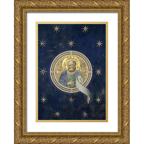 Prophet Malachi - Detail of Ceiling Gold Ornate Wood Framed Art Print with Double Matting by Giotto