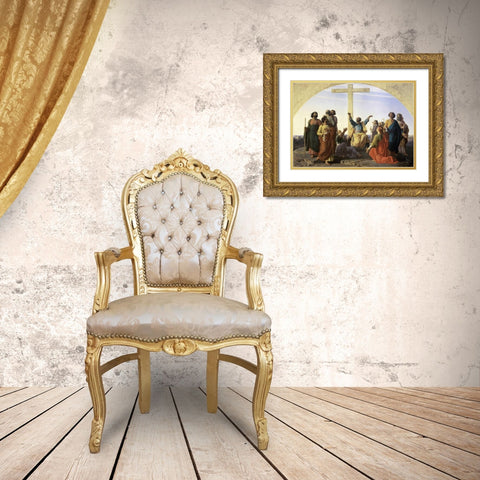 Dispersion of The Apostles Gold Ornate Wood Framed Art Print with Double Matting by Gleyre, Charles