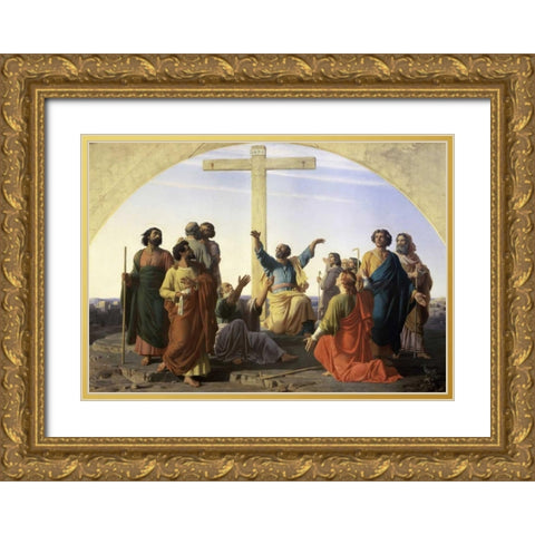 Dispersion of The Apostles Gold Ornate Wood Framed Art Print with Double Matting by Gleyre, Charles