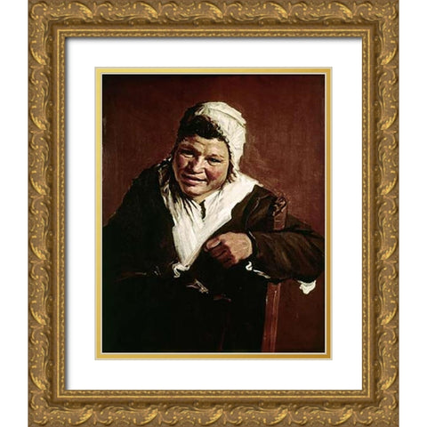 Hille Bobbe Gold Ornate Wood Framed Art Print with Double Matting by Hals, Frans