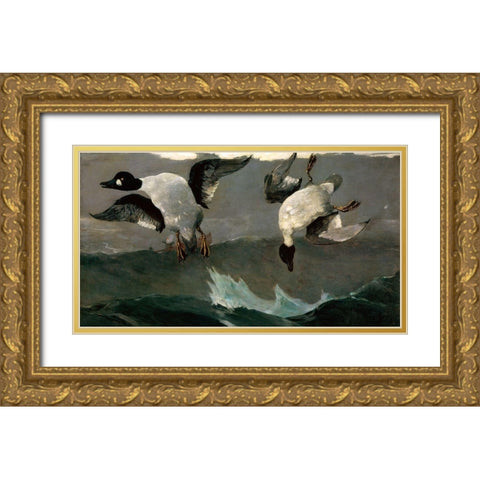 Right and Left Gold Ornate Wood Framed Art Print with Double Matting by Homer, Winslow