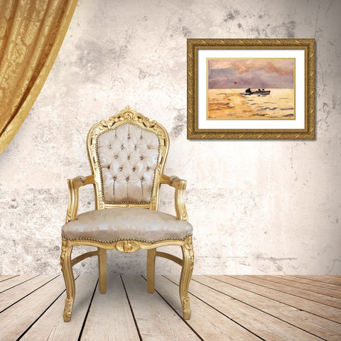Rowing Home Gold Ornate Wood Framed Art Print with Double Matting by Homer, Winslow