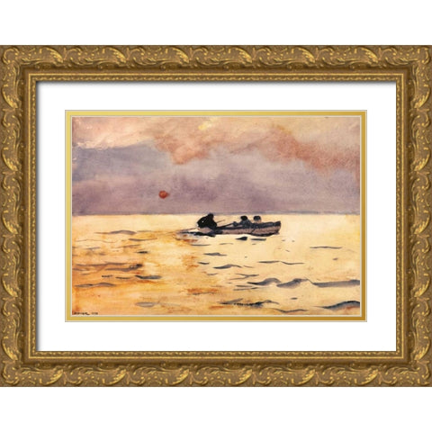 Rowing Home Gold Ornate Wood Framed Art Print with Double Matting by Homer, Winslow