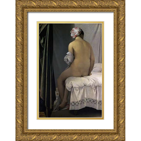 The Bather of Valpincon Gold Ornate Wood Framed Art Print with Double Matting by Ingres, Jean Auguste Dominique