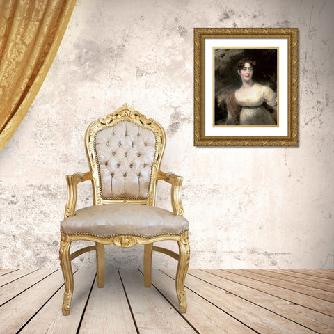 Portrait of Mylady Raglaun Gold Ornate Wood Framed Art Print with Double Matting by Lawrence, Sir Thomas