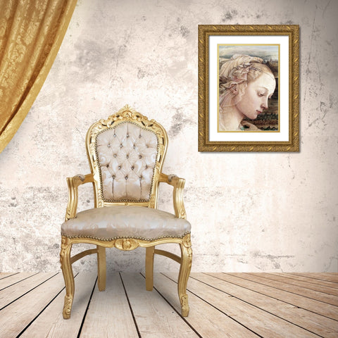 Madonna and Child - Detail - Madonna Gold Ornate Wood Framed Art Print with Double Matting by Lippi, Filippo