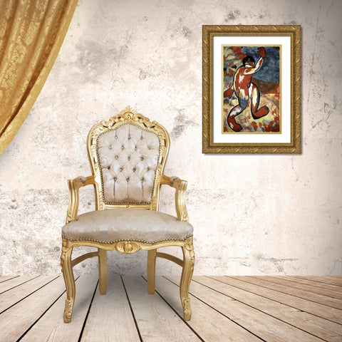 Bather Gold Ornate Wood Framed Art Print with Double Matting by Malevich, Kazimir
