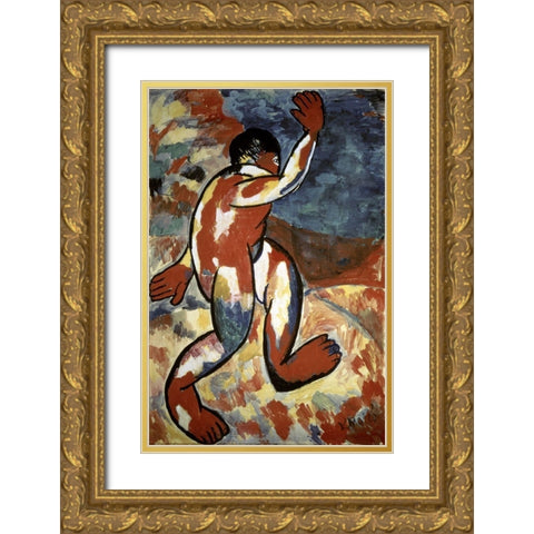 Bather Gold Ornate Wood Framed Art Print with Double Matting by Malevich, Kazimir