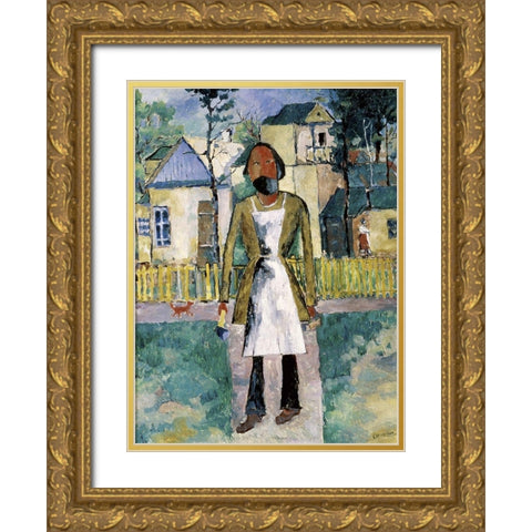 Carpenter Gold Ornate Wood Framed Art Print with Double Matting by Malevich, Kazimir