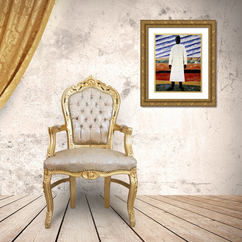 Farmer Gold Ornate Wood Framed Art Print with Double Matting by Malevich, Kazimir