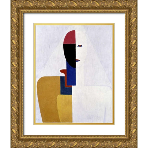 Female Torso II Gold Ornate Wood Framed Art Print with Double Matting by Malevich, Kazimir