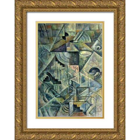 Samovar Gold Ornate Wood Framed Art Print with Double Matting by Malevich, Kazimir