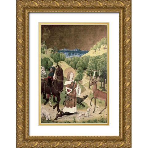 Conversion of St. Hubert Gold Ornate Wood Framed Art Print with Double Matting by Master of Werden