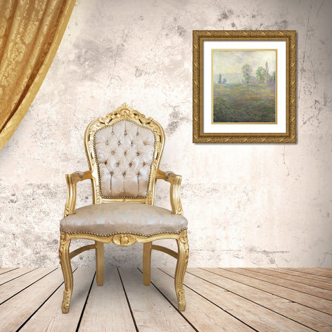 A Meadow in Giverny Gold Ornate Wood Framed Art Print with Double Matting by Monet, Claude