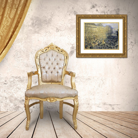 Boulevard des Capucines Gold Ornate Wood Framed Art Print with Double Matting by Monet, Claude