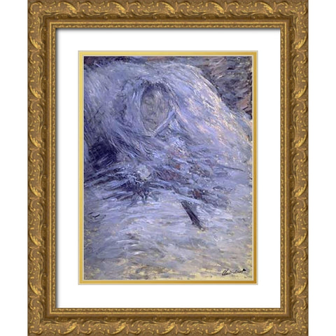 Camille Monet on her Deathbed Gold Ornate Wood Framed Art Print with Double Matting by Monet, Claude