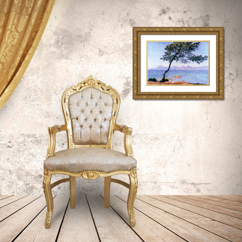 Cap dAntibes Gold Ornate Wood Framed Art Print with Double Matting by Monet, Claude