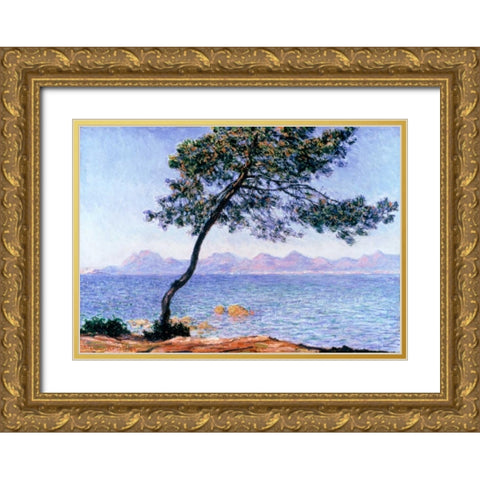 Cap dAntibes Gold Ornate Wood Framed Art Print with Double Matting by Monet, Claude