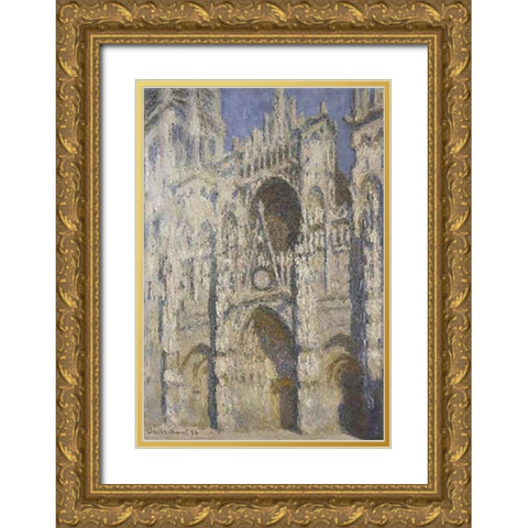 Cathedral of Rouen, Afternoon Gold Ornate Wood Framed Art Print with Double Matting by Monet, Claude