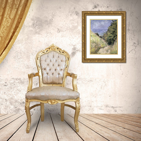 Chemin de la Cavee, Pourville Gold Ornate Wood Framed Art Print with Double Matting by Monet, Claude