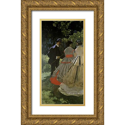 Dejeuner sur lherbe Gold Ornate Wood Framed Art Print with Double Matting by Monet, Claude