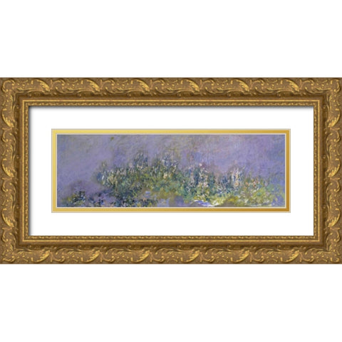 Glycines - Wisteria Gold Ornate Wood Framed Art Print with Double Matting by Monet, Claude