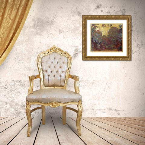 La maison de Giverny Gold Ornate Wood Framed Art Print with Double Matting by Monet, Claude