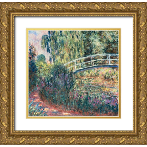 Le pont japonais: bassin aux nympheas Gold Ornate Wood Framed Art Print with Double Matting by Monet, Claude