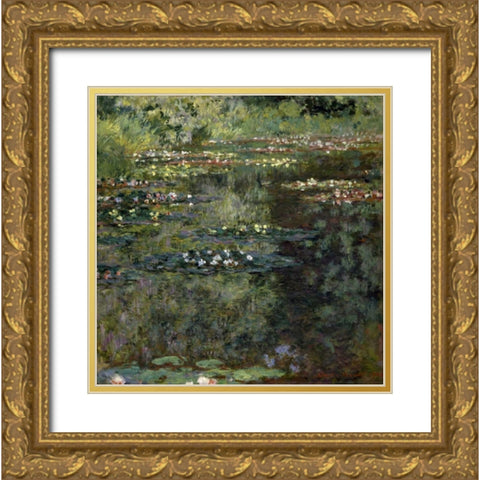 Pool with Waterlilies, 1904 Gold Ornate Wood Framed Art Print with Double Matting by Monet, Claude