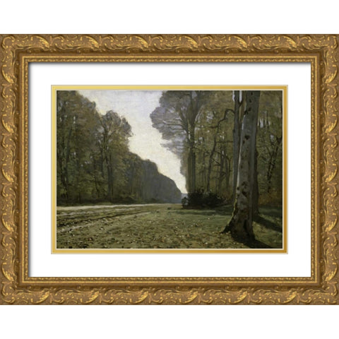 Route du Bas Breau Gold Ornate Wood Framed Art Print with Double Matting by Monet, Claude