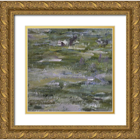 Study of Water Lilies - Etude des nympheas Gold Ornate Wood Framed Art Print with Double Matting by Monet, Claude