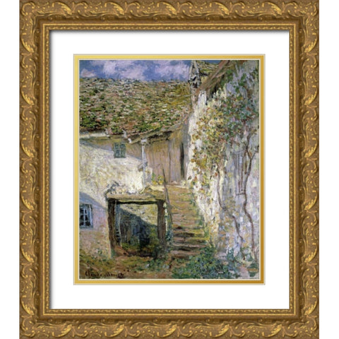 The Staircase Gold Ornate Wood Framed Art Print with Double Matting by Monet, Claude