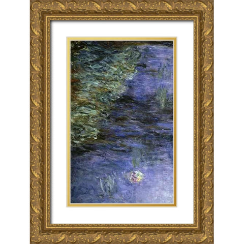 Water Lilies (Detail) Gold Ornate Wood Framed Art Print with Double Matting by Monet, Claude