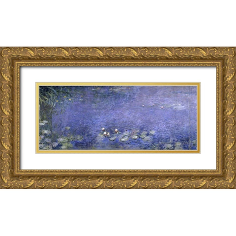 Water Lilies - Nymphaeas VI Gold Ornate Wood Framed Art Print with Double Matting by Monet, Claude