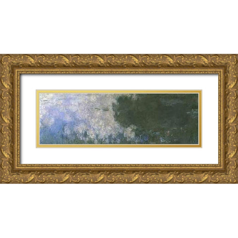 Water Lilies (Nympheas) X Gold Ornate Wood Framed Art Print with Double Matting by Monet, Claude