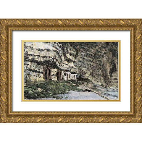 Yport Gold Ornate Wood Framed Art Print with Double Matting by Monet, Claude
