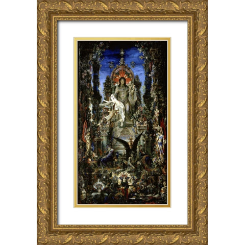 Jupiter Et Semele Gold Ornate Wood Framed Art Print with Double Matting by Moreau, Gustave