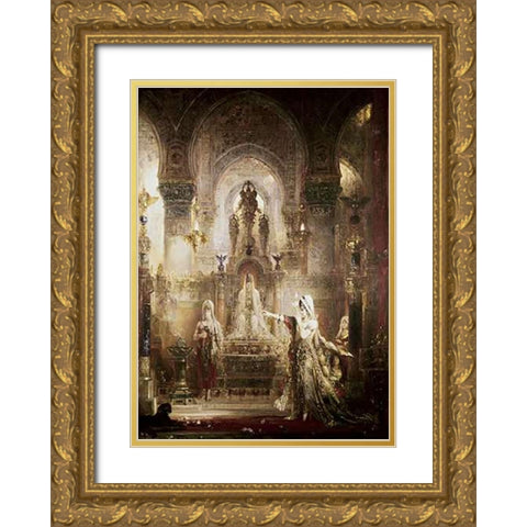 Salome Dancing Before Herod Gold Ornate Wood Framed Art Print with Double Matting by Moreau, Gustave