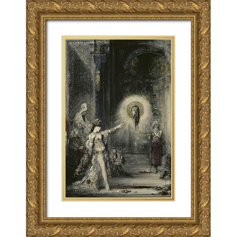 The Apparition Gold Ornate Wood Framed Art Print with Double Matting by Moreau, Gustave