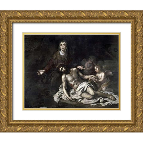 Pieta Gold Ornate Wood Framed Art Print with Double Matting by Murillo, Bartolome Esteban