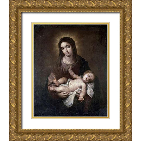 Virgin and Child #1 Gold Ornate Wood Framed Art Print with Double Matting by Murillo, Bartolome Esteban