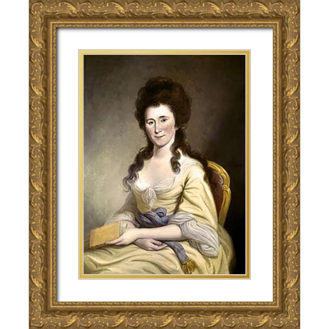 Mrs Fredrick Greene Gold Ornate Wood Framed Art Print with Double Matting by Peale, Charles Willson