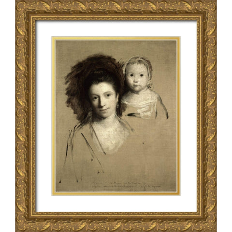 Study of Giorgina and Her Daughter Gold Ornate Wood Framed Art Print with Double Matting by Reynolds, Joshua